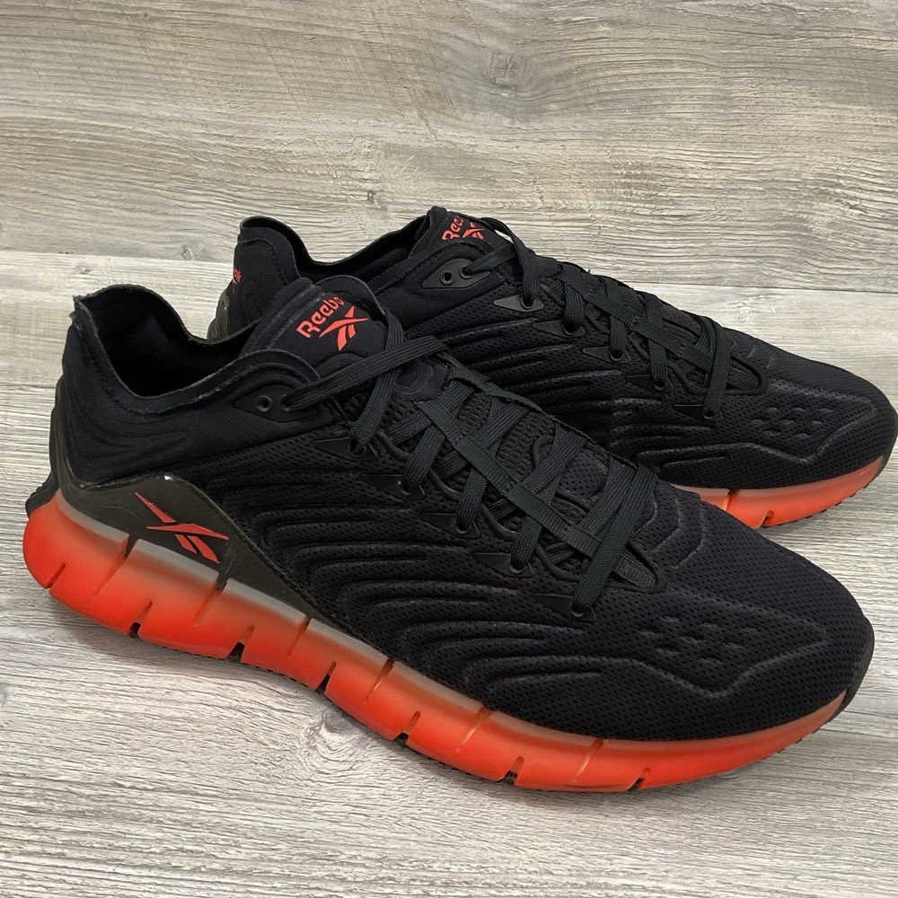 Reebok Zig Kinetica Mens Black Orange Red Running Shoes EH1724 Size 13 US